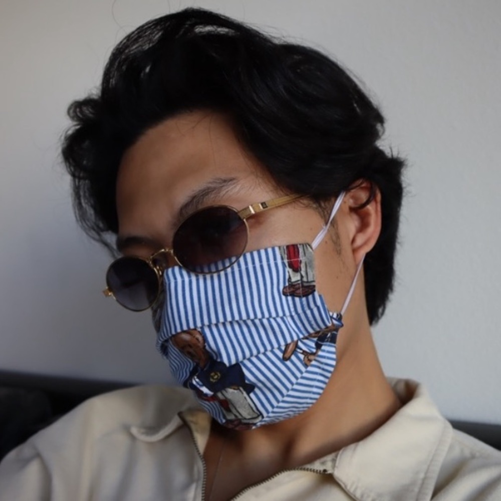 NEW Custom Polo Ralph Lauren Polo Bear Print Face Mask Striped Face Mask Custom